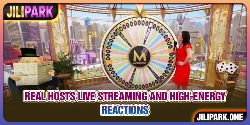 Real hosts live streaming and high-energy reactions – Monopoly Live